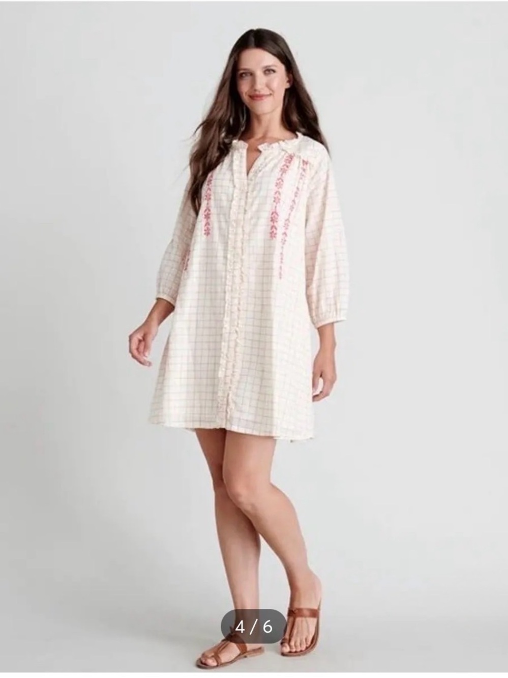 Pink Chicken Cotton Marielle Dress Size Large Pink Cream